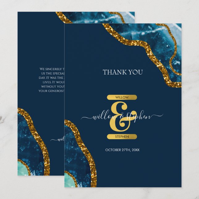 Carte De Remerciements Mariage de Parties scintillant de la géométrie de  (Devant / Derrière)