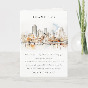 Carte De Remerciements Mariage de paysage de l'aquarelle Atlanta Georgia