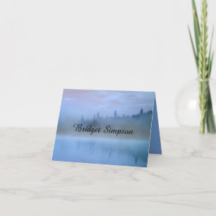 Carte De Remerciements mariage de paysage forestier bleu poussiéreux