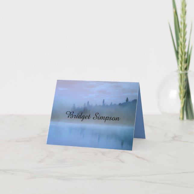 Carte De Remerciements mariage de paysage forestier bleu poussiéreux (Devant)