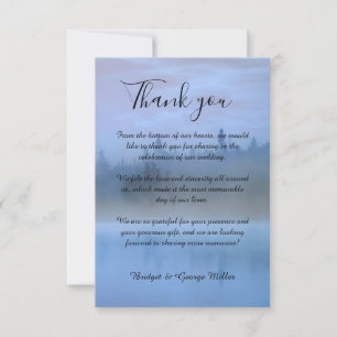 Carte De Remerciements mariage de paysage forestier bleu poussiéreux