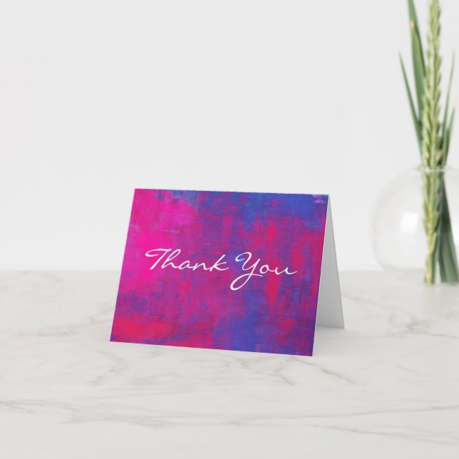 Carte De Remerciements Mariage de peinture magenta et bleue (Devant)