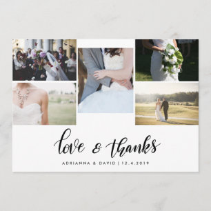 Carte De Remerciements Mariage de photo de couples du manuscrit cinq