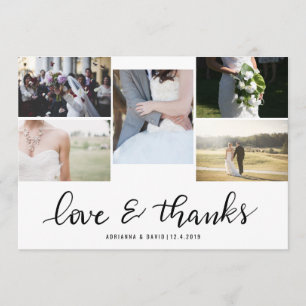 Carte De Remerciements Mariage de photo de couples du manuscrit cinq