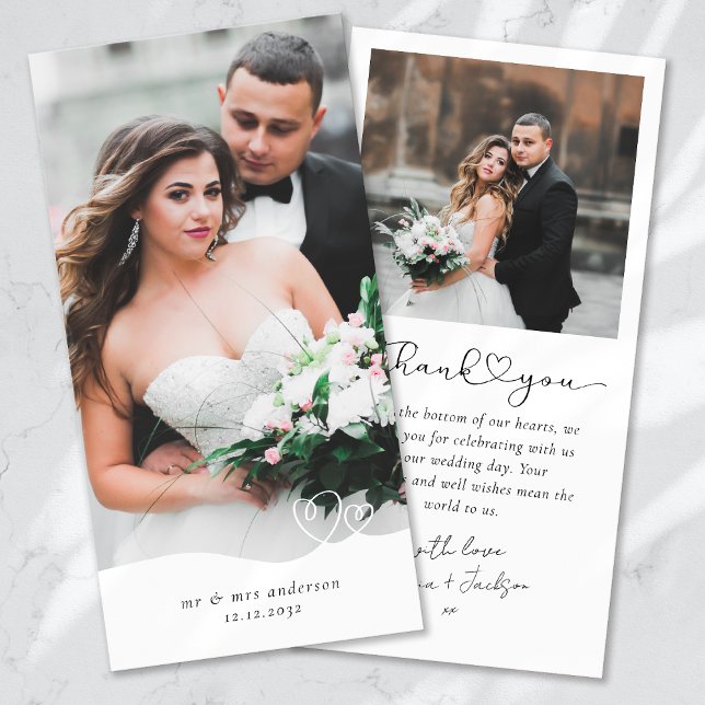 Carte De Remerciements Mariage de photo de script cardiaque (Créateur téléchargé)