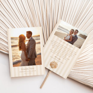 Carte De Remerciements Mariage de plage au monogramme de coquillage fanta