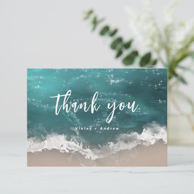 Carte De Remerciements mariage de plage océanique Abstraite (Debout devant)