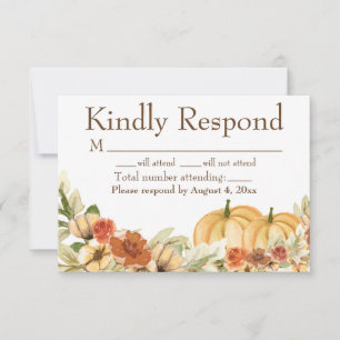 Carte De Remerciements Mariage de pumpkin floral aquarelle rustique répon
