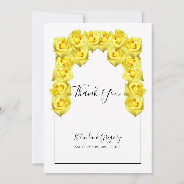 Carte de remerciements Mariage de roses jaunes (Dos)