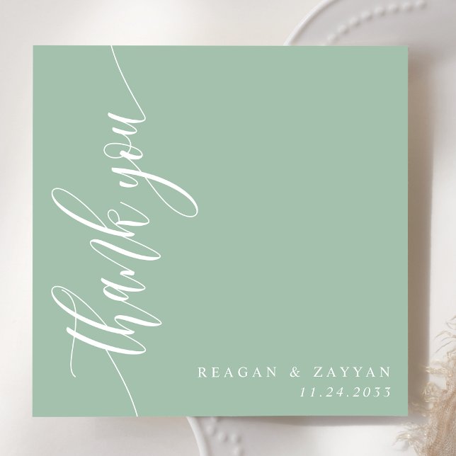 Carte De Remerciements Mariage de script de calligraphie de la Monnaie Du (Créateur téléchargé)