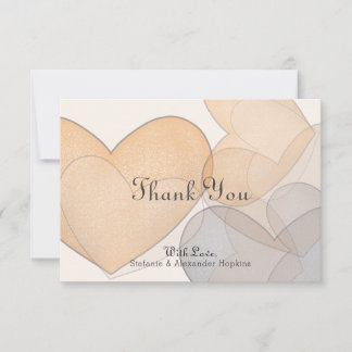 Carte De Remerciements Mariage de script d'ivoire du coeur d'amour