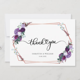 Carte De Remerciements Mariage de script Floral Aquarelle