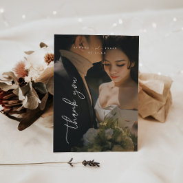 Carte De Remerciements Mariage de script minimal photo complète