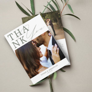 Carte De Remerciements Mariage de script minimaliste de la taille verte