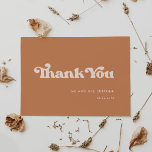 Carte De Remerciements Mariage de sucre brun rétro élégant