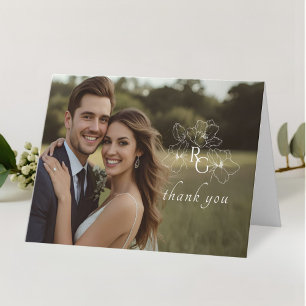 Carte De Remerciements Mariage de superposition de monogramme plié