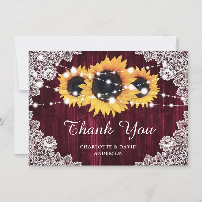 Carte de remerciements Mariage de tournesol de Bou (Devant)