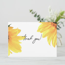 Carte De Remerciements Mariage de tournesols aquarelle