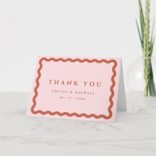 Carte De Remerciements Mariage de trame de fond rétro Blush & Terracotta