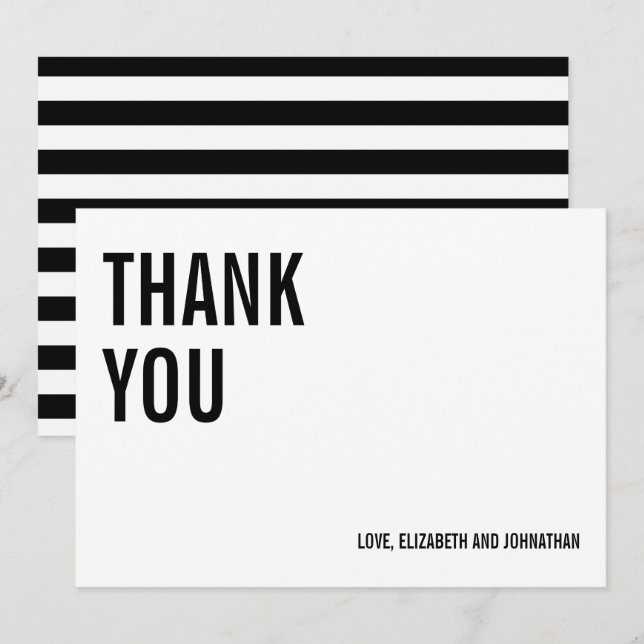 Carte de remerciements Mariage de typographie simp (Devant / Derrière)