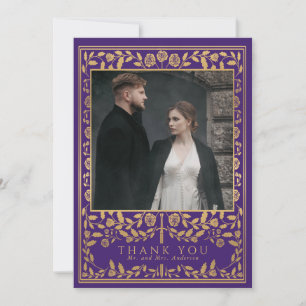 Carte De Remerciements Mariage d'épée médiévale violette