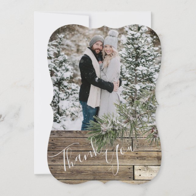 Carte De Remerciements Mariage des cônes de pin d'hiver (Devant)