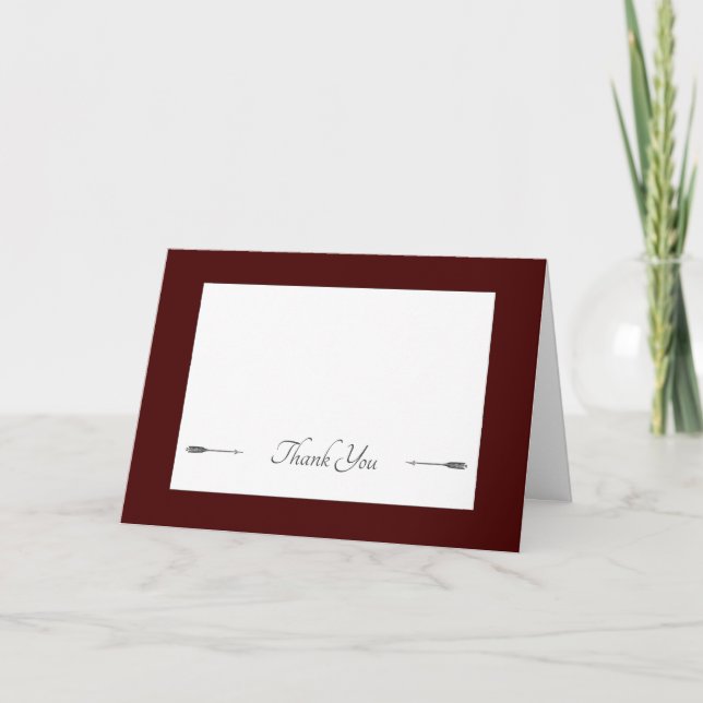 Carte De Remerciements Mariage des flèches minimalistes | Rouge (Devant)
