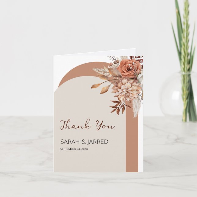 Carte De Remerciements Mariage des fleurs d'automne (Devant)