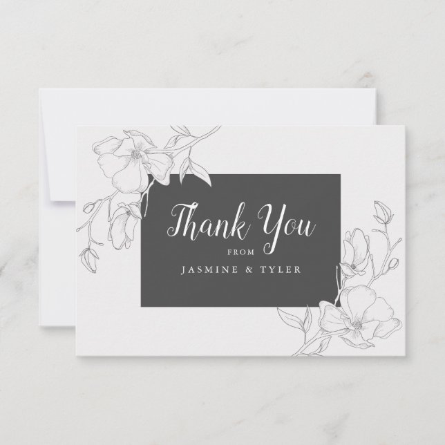 Carte De Remerciements Mariage des fleurs de Magnolia rustique (Devant)