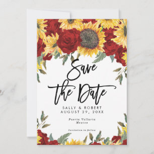 Carte De Remerciements mariage des roses rouges de tournesol enregistrer 
