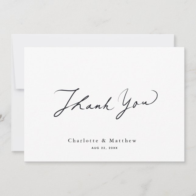 Carte De Remerciements Mariage d'étalonnage minimaliste (Devant)