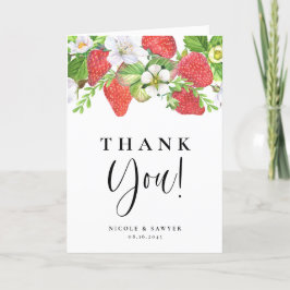 Carte De Remerciements Mariage d'été aux fraises d'aquarelle
