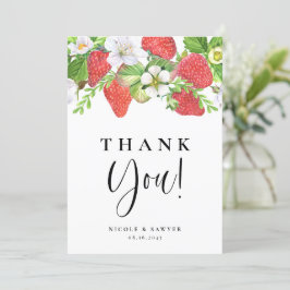 Carte De Remerciements Mariage d'été aux fraises d'aquarelle