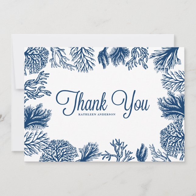 Carte De Remerciements Mariage d'été Marine Blue Coral Reefs (Devant)