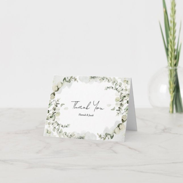 Carte De Remerciements Mariage d'eucalyptus (Devant)