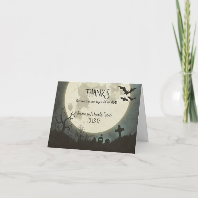 Carte de remerciements mariage d'Halloween avec lu (Devant)