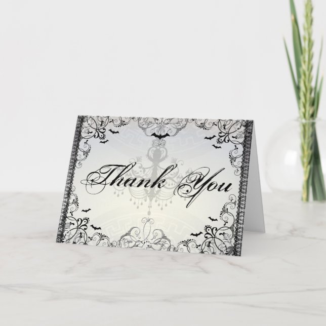 Carte De Remerciements Mariage d'Halloween Chauves-souris gothiques chic (Devant)
