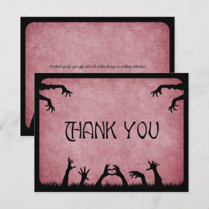 Carte De Remerciements Mariage d'Halloween Zombie Horreur