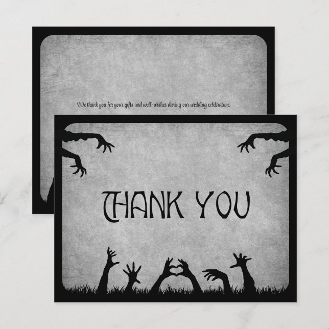 Carte De Remerciements Mariage d'Halloween Zombie Horreur (Devant / Derrière)