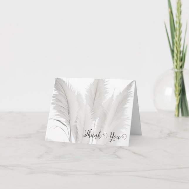 Carte De Remerciements Mariage d'herbe Boho Pampas (Devant)