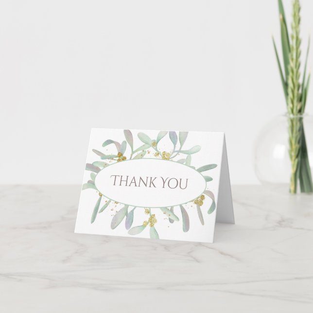 Carte De Remerciements Mariage d'hiver de Mistletoe givré (Devant)