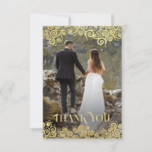 Carte De Remerciements Mariage D'Hiver Luxury Marine Bleu Et Or