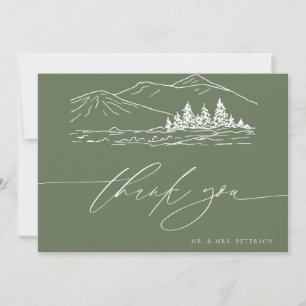 Carte De Remerciements Mariage d'hiver   Pinède Forêt Montagnes Rustiques