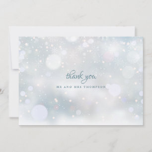 Carte De Remerciements Mariage d'hiver Snowflakes Élégant moderne