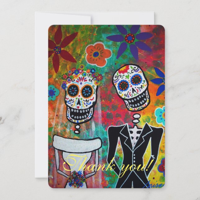 CARTE DE REMERCIEMENTS MARIAGE DIA DE LOS MUERTOS (Devant)
