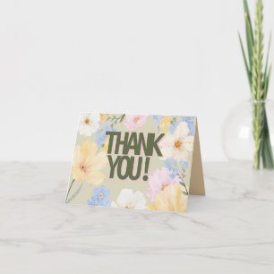 Carte De Remerciements Mariage d'illustration florale aquarelle