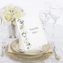 Carte De Remerciements Mariage d'or fleuri Eucalyptus