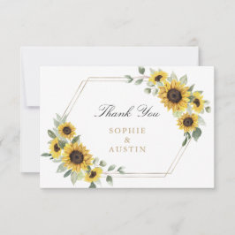 Carte De Remerciements Mariage d'or géométrique Sunflower Greenery