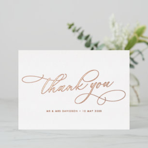 carte de remerciements mariage d'or rose