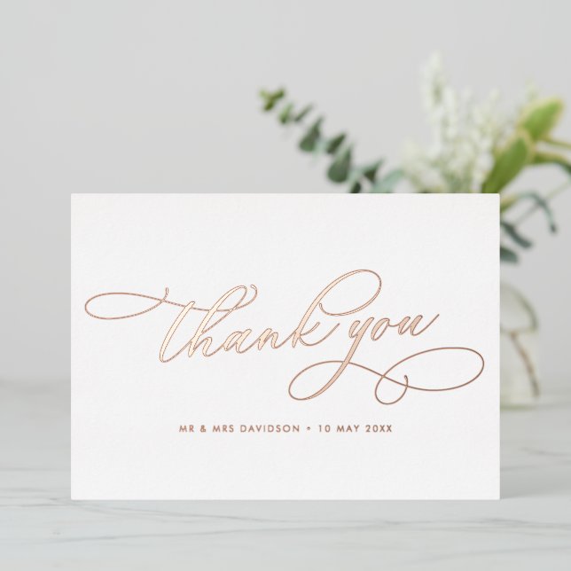 carte de remerciements mariage d'or rose (Debout devant)